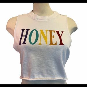 URBAN nation white HONEY cropped tank top size M